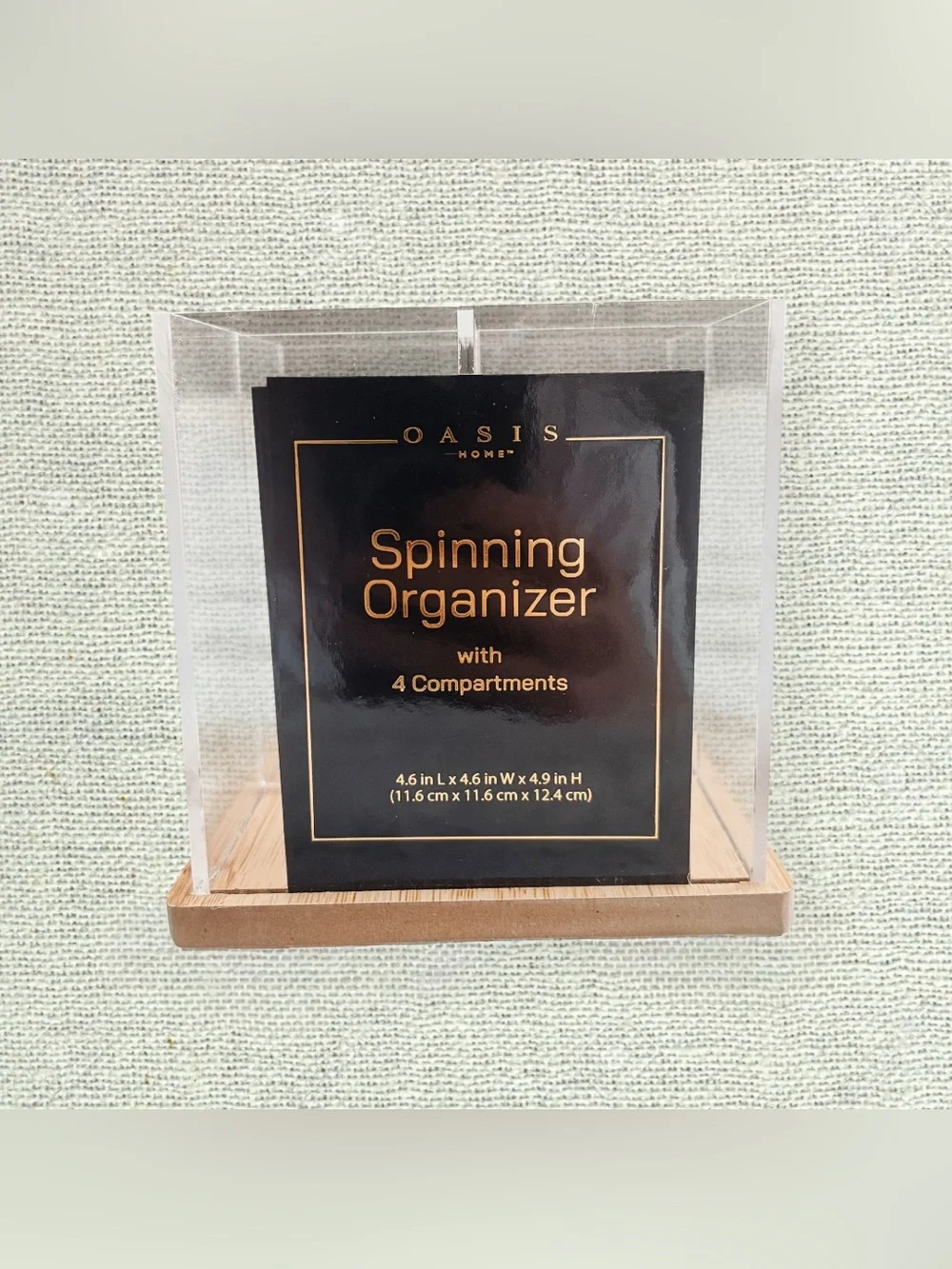 NEW Rotating Acrylic Makeup Organizer Bamboo Base
